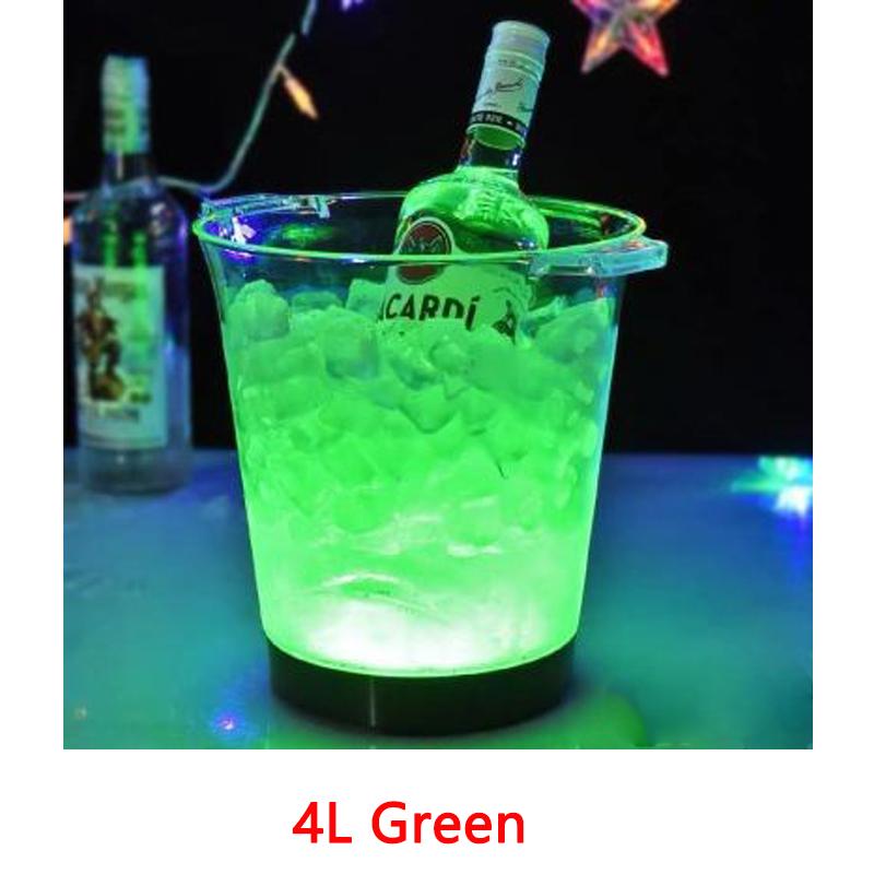 4L Ice Bucket LED Light Unbreakable PS/ABS Creative Bar Ktv Luminous Wine Rack Red Champagne Cocktail Iced Barrel