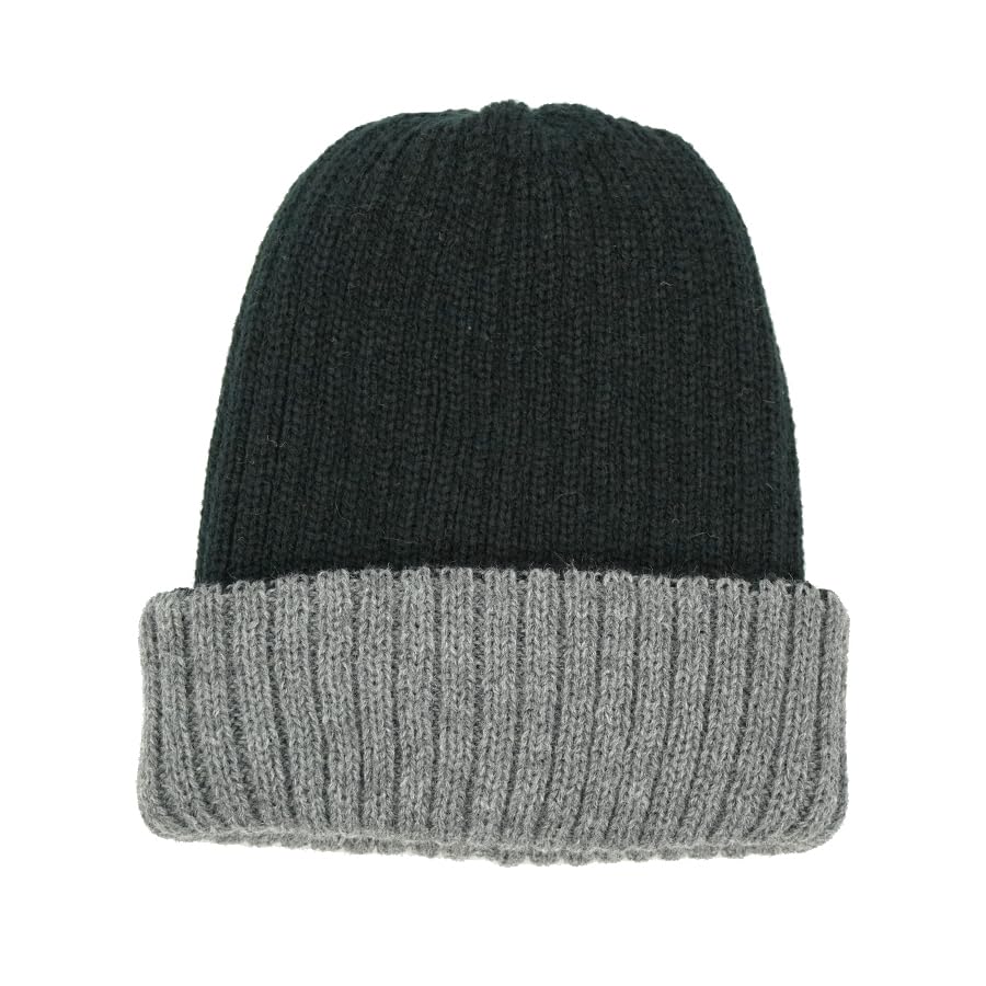 RV CABLE WATCH Czapka z dzianiny w warkocze, dwustronna [kropki] / (JP, Alfabet, M, L, Czarny/Szary)