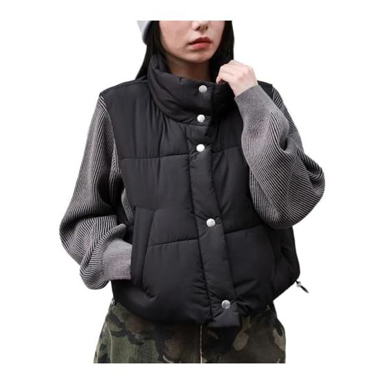 [Wego] Short Puffer Vest, Outerwear, Short Length, Padded Vest, Street Korean Clothes, Autumn Clothes, Winter Clothes, Gift, Women s