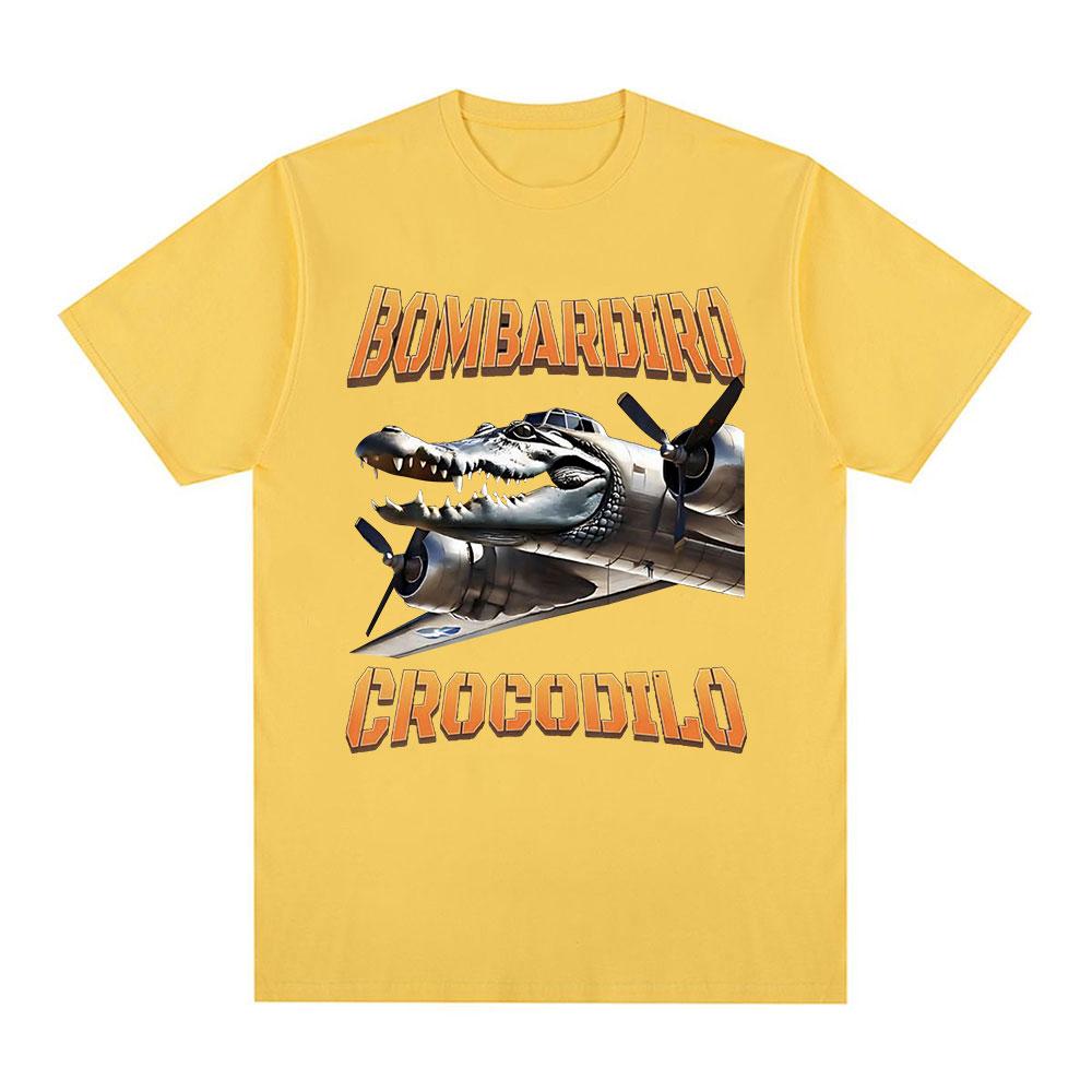 Bombardiro Crocodilo Crocodile Plane Bomber Funny Humor T-shirt Men's Women Casual Cotton Short Sleeve T Shirts Comfort T-shirts