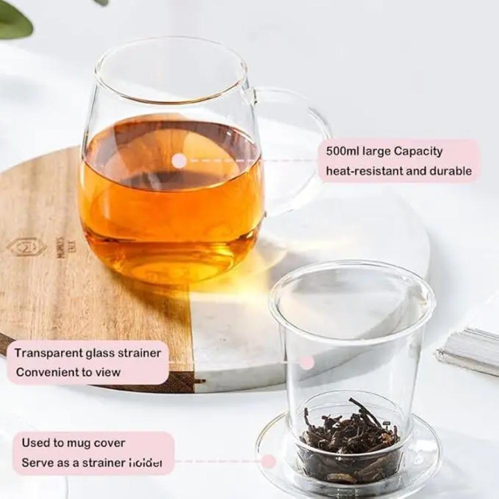 1pc Transparent Teacup with Filter Multi-Purpose Brewings Tea Cup High Borosilicate Milk Mug Household Drinking Coffee Cup