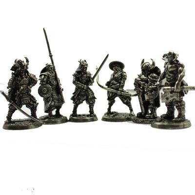 Kupfer japanische Shogunat Samurai Soldat Figuren Miniaturen Vintage Metall Soliders Statue Desktop Spielzeug Ornament Dekoration