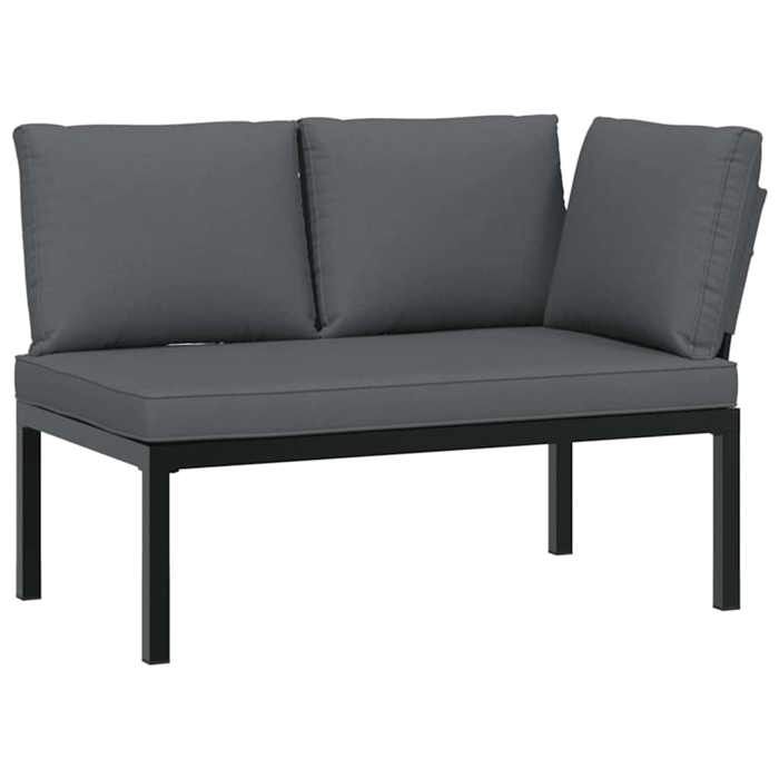 VidaXL Salon de jardin 5 pcs avec coussins noir aluminium, ensemble de canapés de jardin, ensemble de canapés de patio, 3283693
