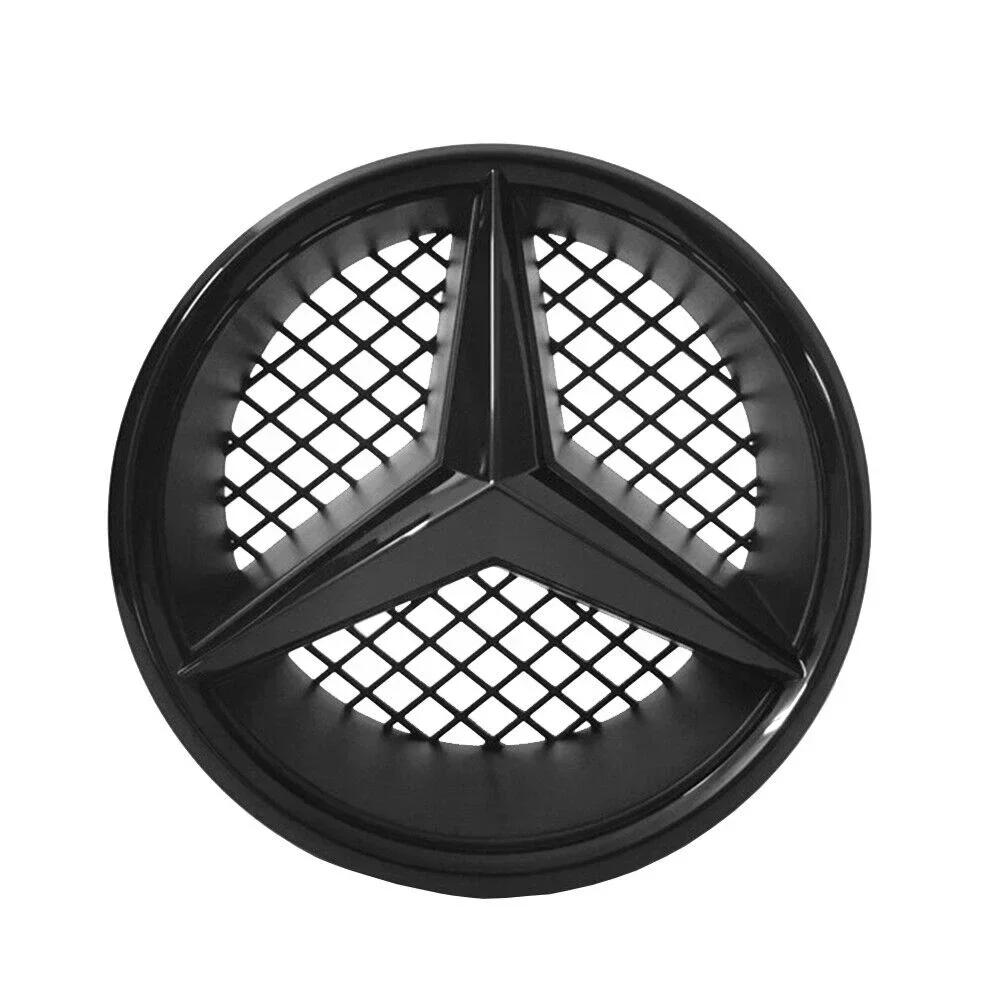 Car Front Grilled Star Emblem LED Illuminated Logo Glossy Black Border and Chrome Silver For Mercedes Benz W204 W245 X204 Class