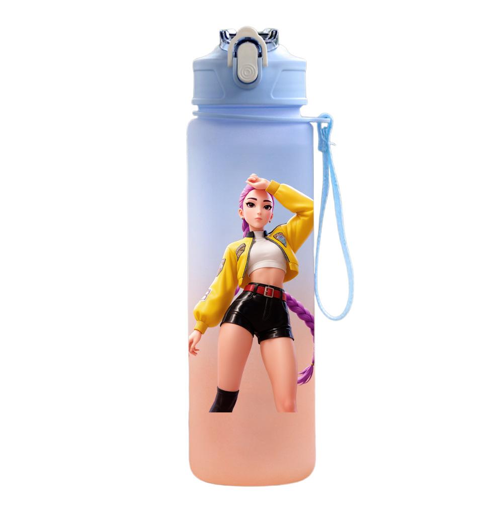 750 ml Wasserflasche Anime Cartoon K-Pop Dämonenjäger Aufdruck Große Kapazität Trinkbecher Tragbar Outdoor Sport Wasserbecher Kinder Kinder Geschenk