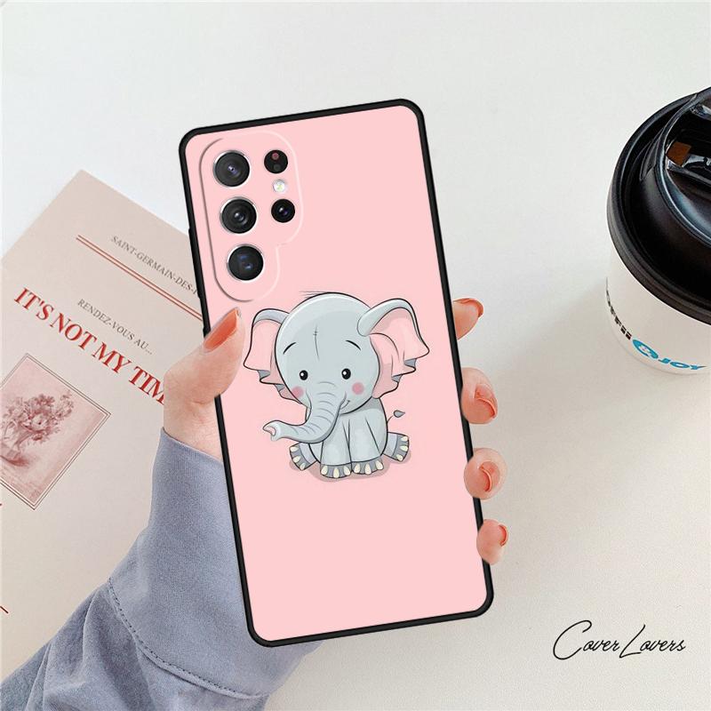 Cute Baby Elephant phone case For Samsung Galaxy S24 S25 S23 S22 Ultra Note 10 20 Plus S20 S21 FE Cover