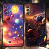Space Planet Stars Moon Phone Case for Samsung Galaxy A15 A14 A25 A54 A34 A51 A71 A72 A73 A32 A52 A52S A11 A31 A41 5G Soft Shell
