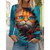 Fashion Design Women's 3D Printed Kawaii Cat Pattern Long Sleeve