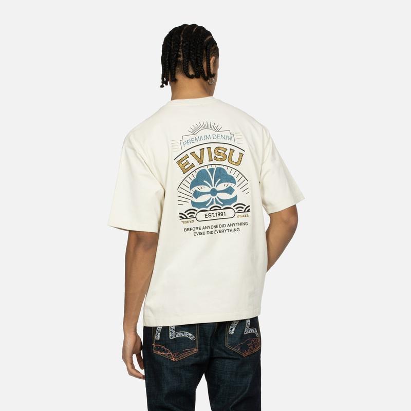 Fortune God Evisu Trademark And Family Flower Pattern Short Sleeve T-Shirt Men Tops 2ESHTM4TS7079RXCT