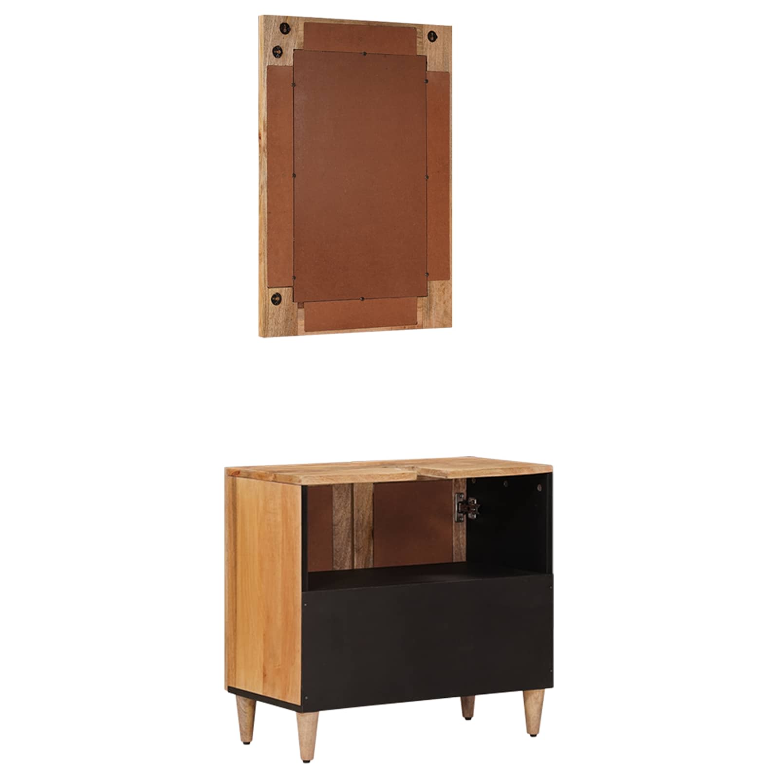 vidaXL Wall Mounted Bathroom Furniture Set 2 pcs Natural Solid Mango Wood