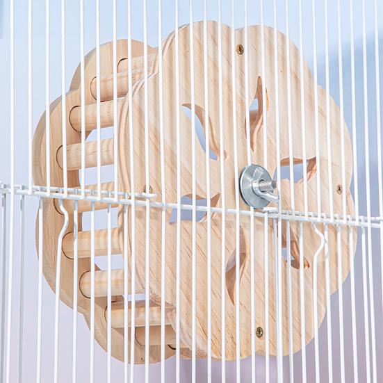 Wooden Bird Perch Toy Interactive Spinning Wheel Parakeet Perch Rotating Wheel Bird Cage Toy for Cockatiels Conures Enrichment And Exercise