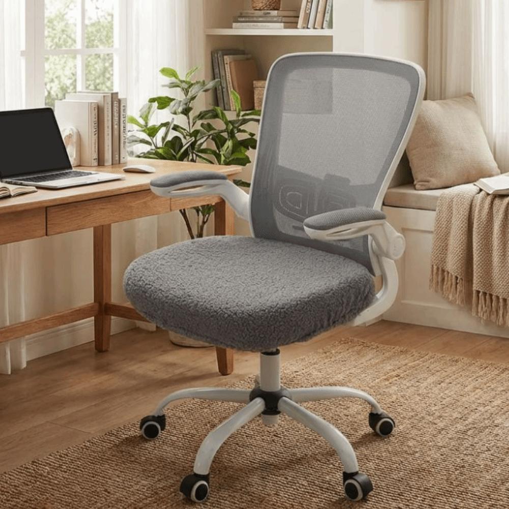 Stretch Office Chair Covers Cozy Plush Chair Seat Protector Removable Armchair Seat Cover Kitchen