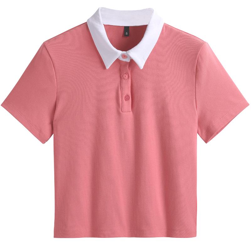 Summer 2025 Hot Color Block Polo: High-Waist, Slim Fit, Stretch Cotton Shirt & Shorts Set