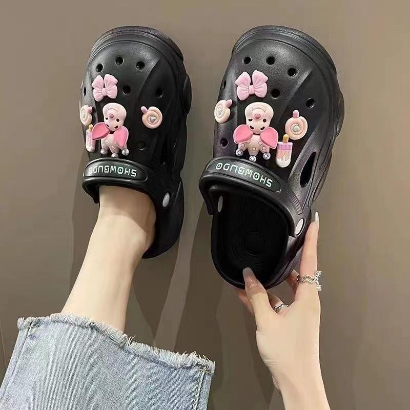 Hole Shoes Bath Light Cute Slippers Women Wear New Versatile Platform Sandals Half Drag Beach Women
