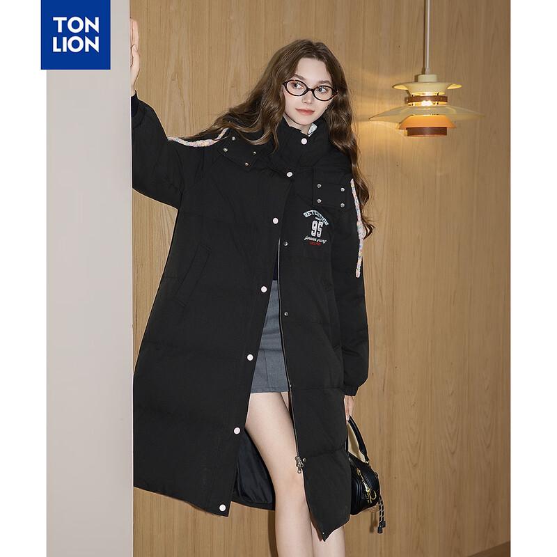 

TonLion 2025 Зимняя женская длинная куртка пуховик с капюшоном L