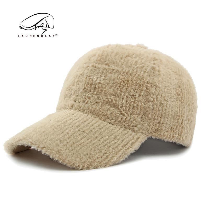 Einfache Lichtplatte Hut Damen Herbst und Winter Neu Plüsch Süß Warm Mütze Lässig Hartschalen Baseballkappe