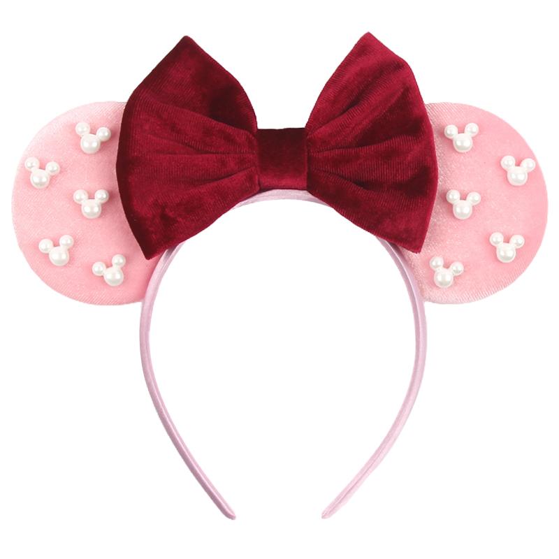 Ny Trendig Musöron Hårband Mickey 3.3" Sammet För Flickor Mjuk Rosett Hårband Halloween Festival Fest Resa DIY Håraccessoarer