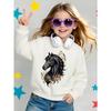 Kids Sweatshirt Crewneck Sweatshirt Black Horse with Golden Floral Pattern Machine Washable, Spring And Autumn, Sportswear And Casual Wear