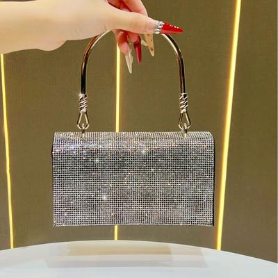 Bolsos de mano, bolso de noche con diamantes de imitación, bolso de mano para banquete de bodas, bolso cruzado de un solo hombro