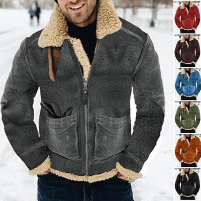 Jaqueta Masculina de Suede Sintético de Comprimento Médio com Forro de Shearling - Disponível em 7 Cores e 8 Tamanhos