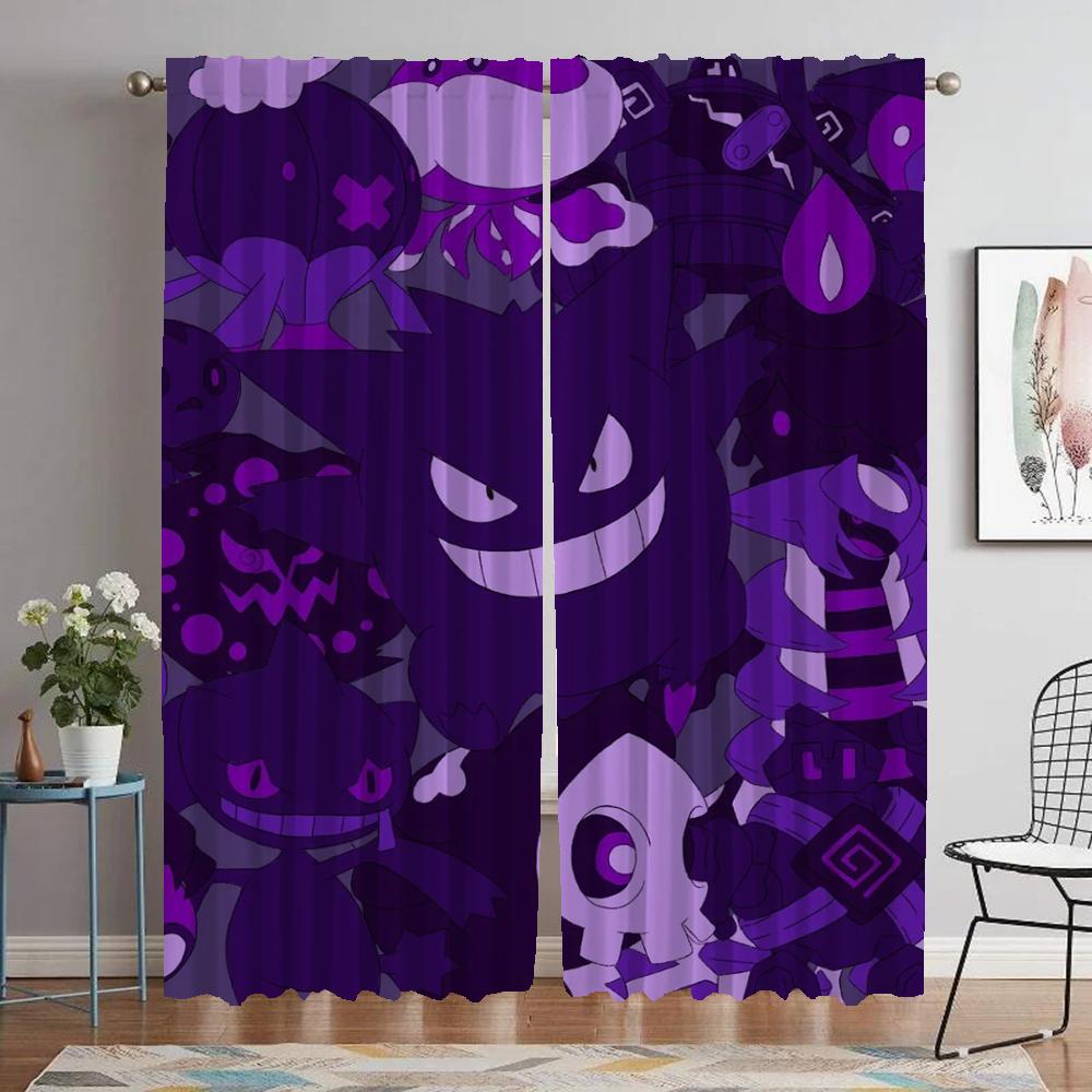 Elegant Room Curtains for Camera Pokemon Blackout Curtain for Room 2 Panel Home Interior Curtains Shades Halloween Decoration
