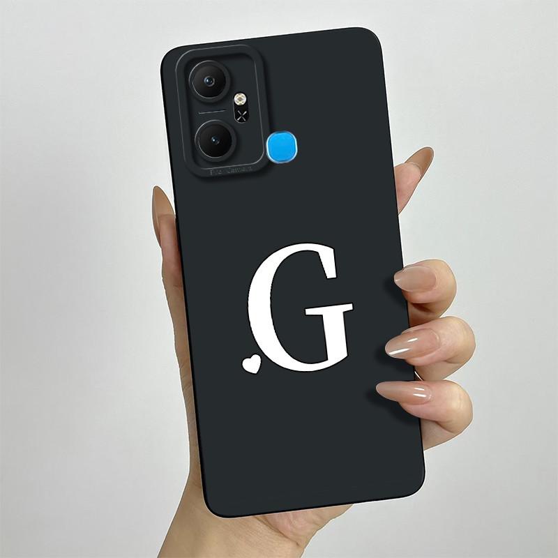 For Infinix Smart 6 Plus Case Infinix Smart6 Plus Phone Case X6823C Cute Initial Letters Square Soft Silicone Back Cover Fundas