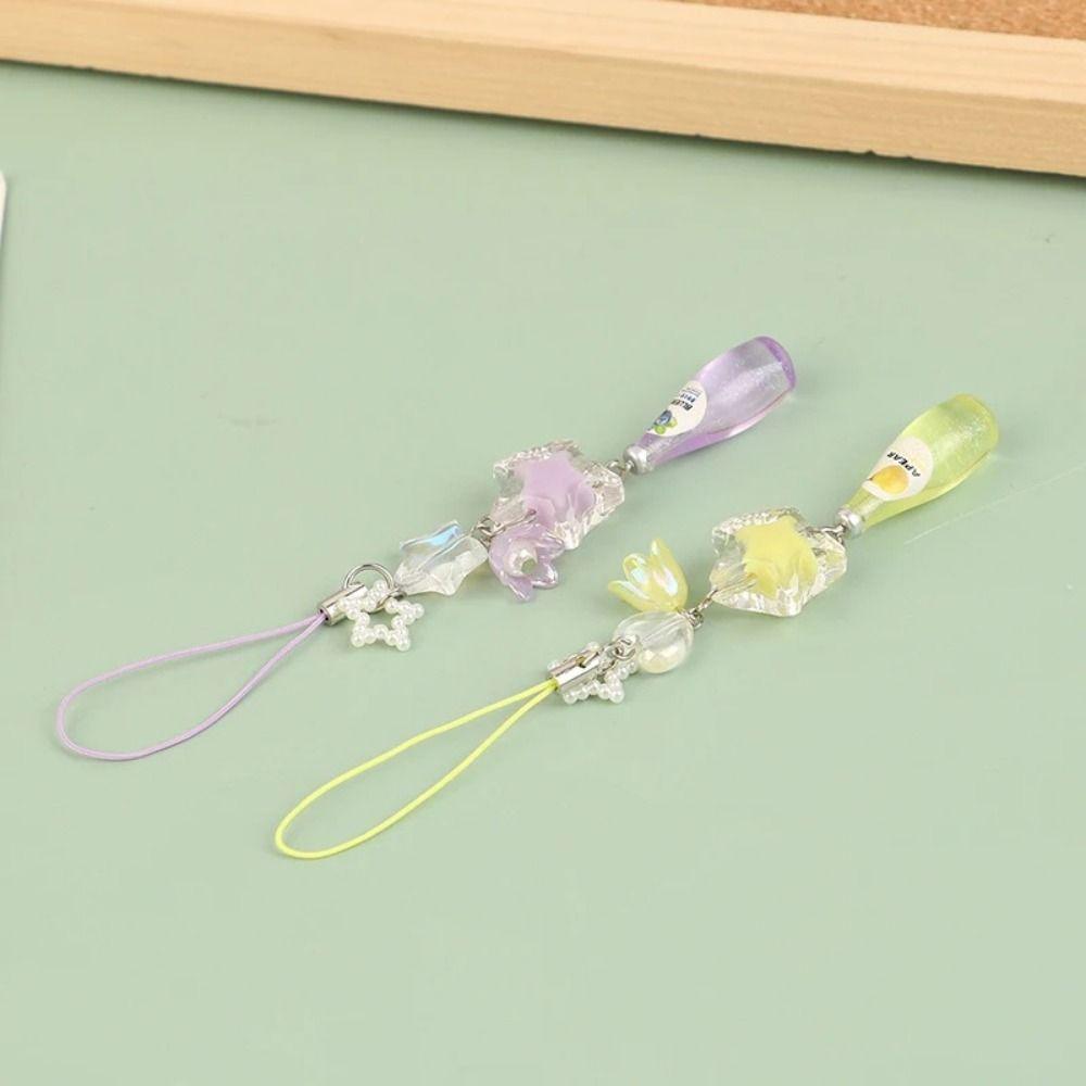Drink Bottle Phone Lanyard Fruit Soda Phone Chain Y2K Phone Pendant Keyring Jewelry