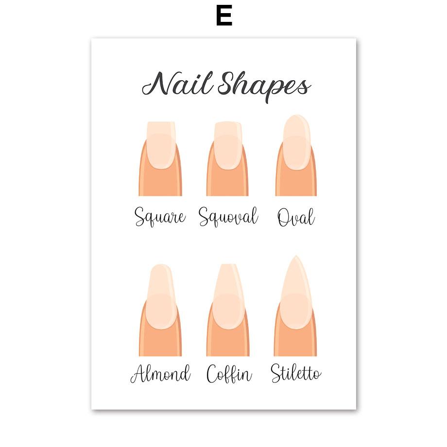 Fashion Makeup Polish Nail Types Illustration Nordic Print Posters Canvas Painting Wall Art Pictures For Bedroom Store Decor