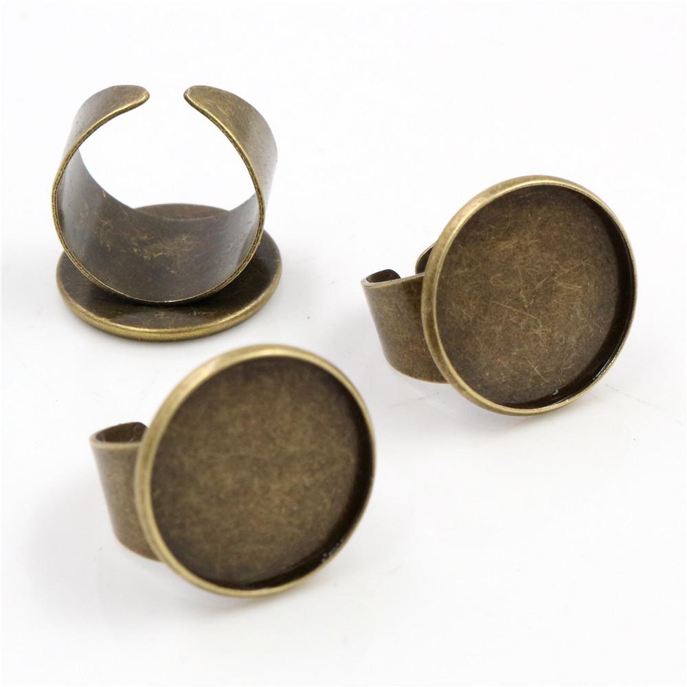 

20mm 5pcs/Lot Classic 7 Colors Plated Brass Adjustable Ring Settings Blank/Base,Fit 20mm Glass Cabochons,Buttons;Ring Bezels бронзовый