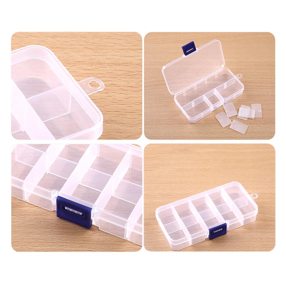 Portable 10 Grid Storage Box Plastic Small Item Storage Box Rectangular Storage Box PP Plastic Transparent Box
