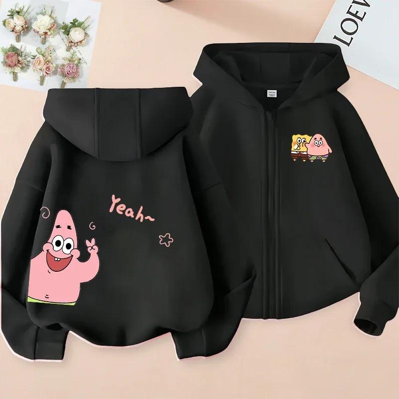 Spongebob Patrick Star Cartoon Anime Family Clothes Boys And Girls Spring Autumn And Winter Zipper Hoodie Parent-child Sweaters