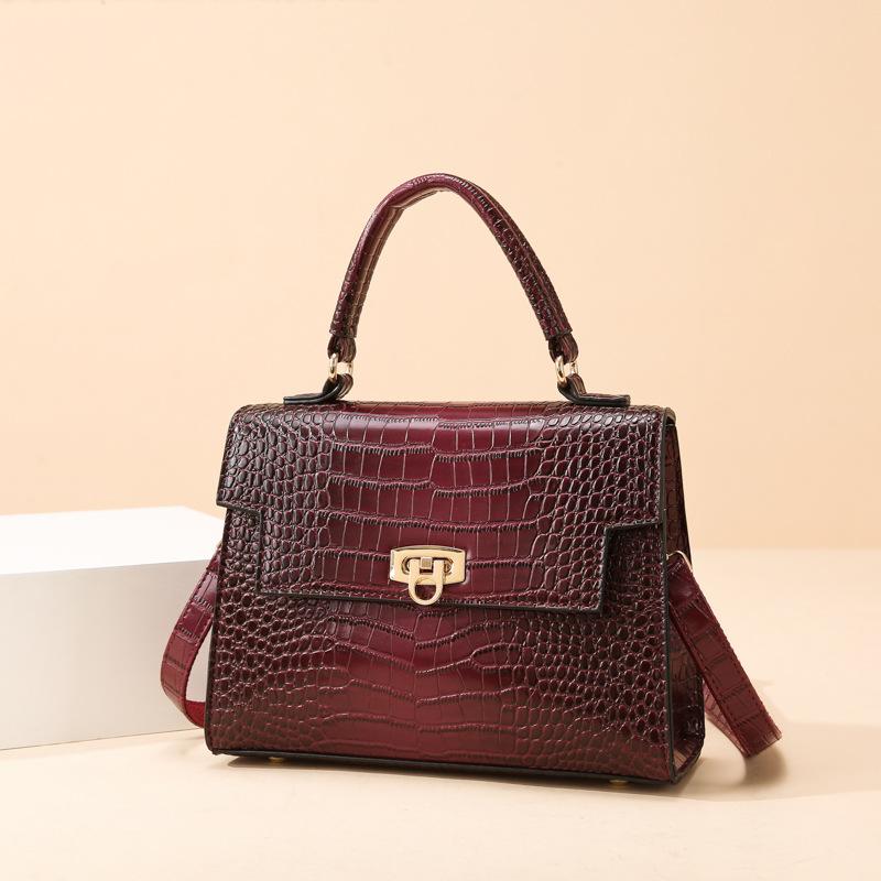 Handbag bag women's high-end sense stone pattern texture fashionable versatile women's bag commuting to work shoulder messenger bag