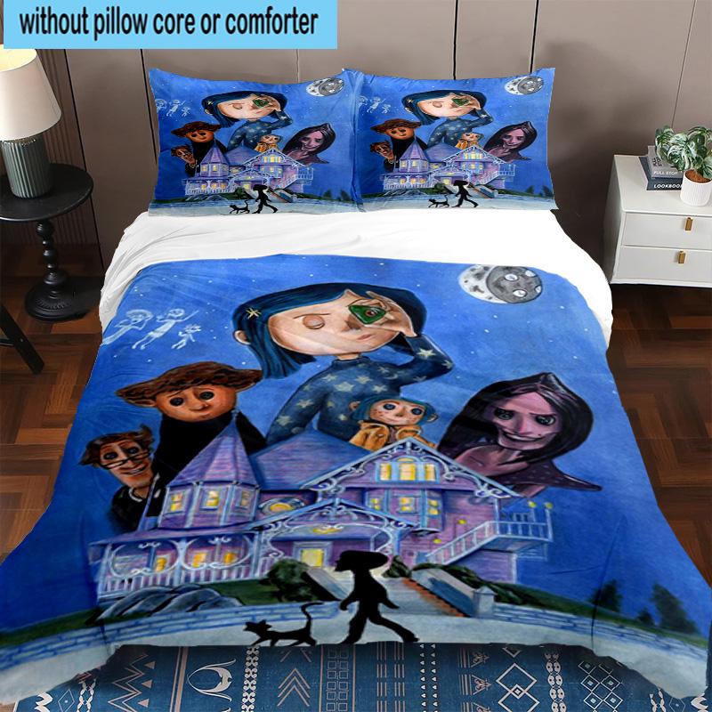 3PCS Moonlit Mystery Cora-line 3pcs Bedding,Including 3PCS Duvet Cover And 2pcs Pillowcases Perfect for Christmas,Ideal for Bedroom, Dormitory