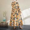 New Floral Vacation Style Travel Round Neck Vintage Long Flesh Covering Dresses