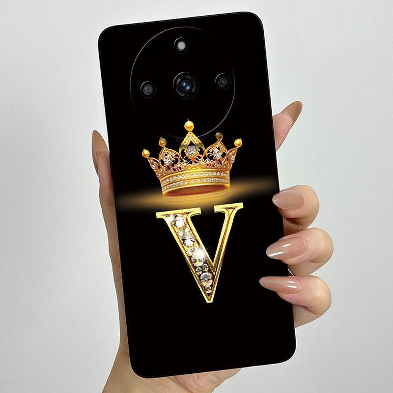 For Realme 11 Pro Plus 5G Fashion Initial Letter Couple Phone Case for Realme 11Pro 11 Pro+ Soft Silicone Lens Protective Casing