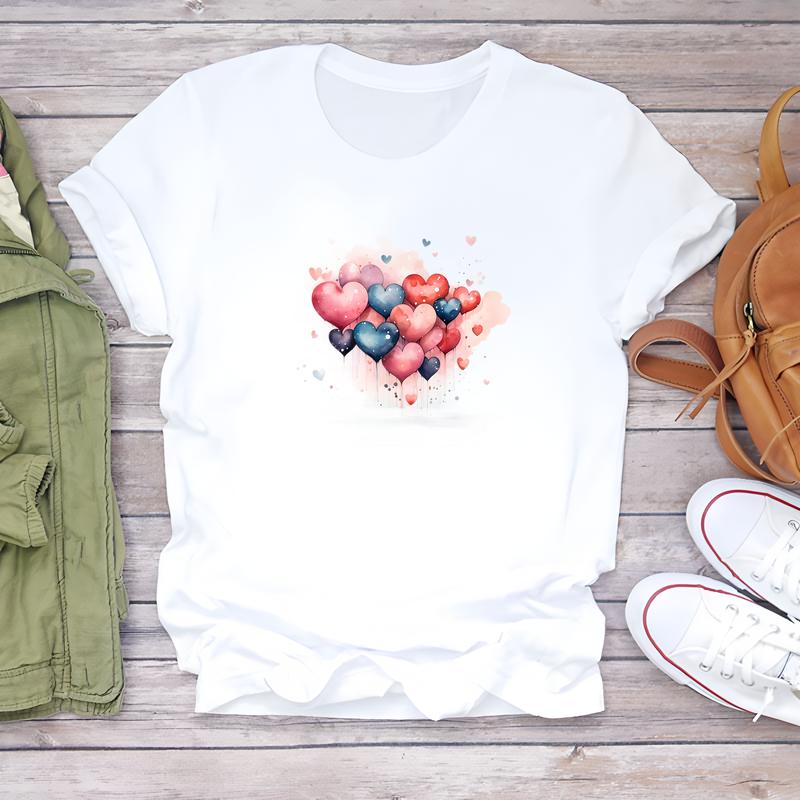 Cute Pattern T-shirt, Women's Summer Daily Wear, Short-sleeve Trendy Style.