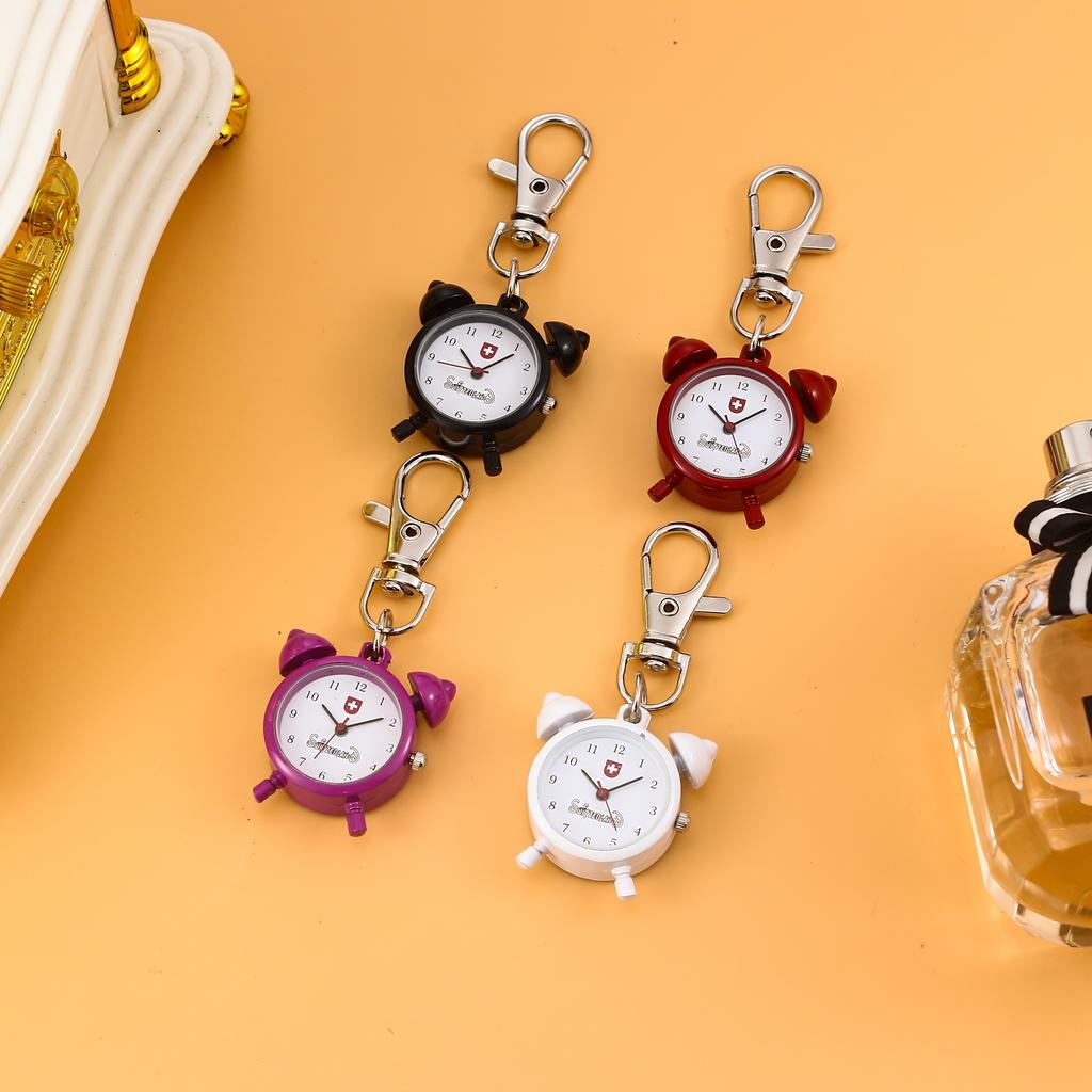 Mini süßer kleiner Wecker-förmiger Hängeuhr Schlüsselanhänger Uhr Tasche Cartoon Schlüsselanhänger Kreative Hänge-Dekoration Schlüsselanhänger
