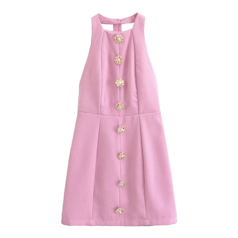 

Kaslead Новое поступление Женская одежда Модный стиль Модное облегающее платье-халтер без спинки без рукавов Pink purple L