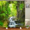 Bathroom Shower Curtain 3D Nature Forest Landscape Print Polyester Waterproof Curtain Home Decoration Curtain with Hook 180x200