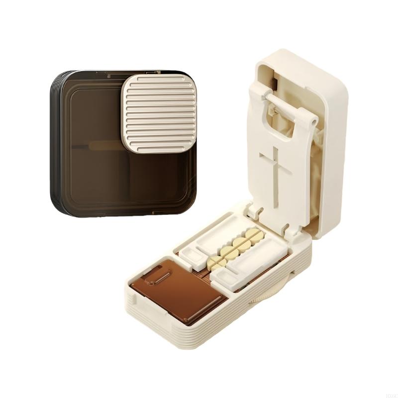 

Multi Compartment Travel Pills Organiser with 4 Storage Zones Pills Cutting Tool Moisture Resistant Tablet Divider HX6C
