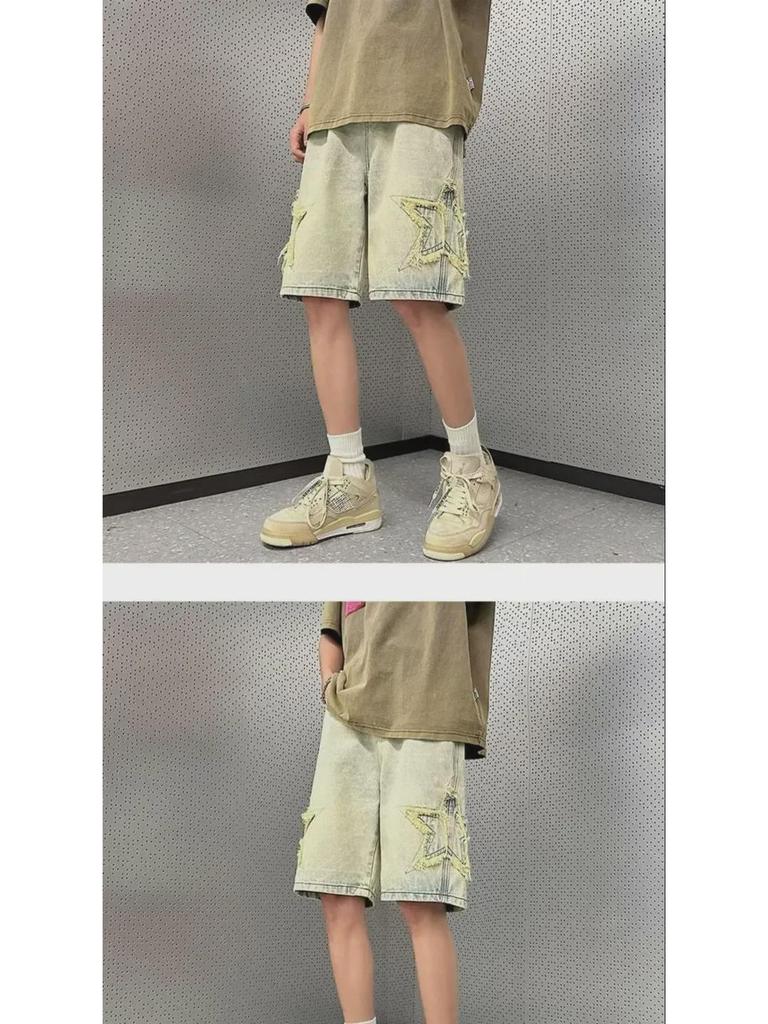 Men's Retro Casual Denim Shorts - Trendy Summer Hong Kong & Japanese Style