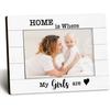 Mom Daughter 4x6 Picture Frame, Girl Mother Gifts, Mother’s Day Birthday Gifts from Girls, Mom of Daughters Photo Frame, Home Is Where My Girls Are