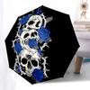 1pc Skull Roses Tattoo Design Umbrella with Plastic Handle,Compact & Stylish,Cartoon Pattern,Outdoor UmbrellaPT493