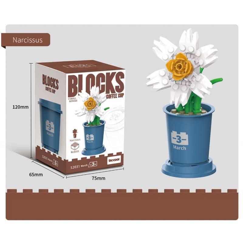 Building Block Model Toy Sunflower Plum Biosom Simulate Flower Potted Plant