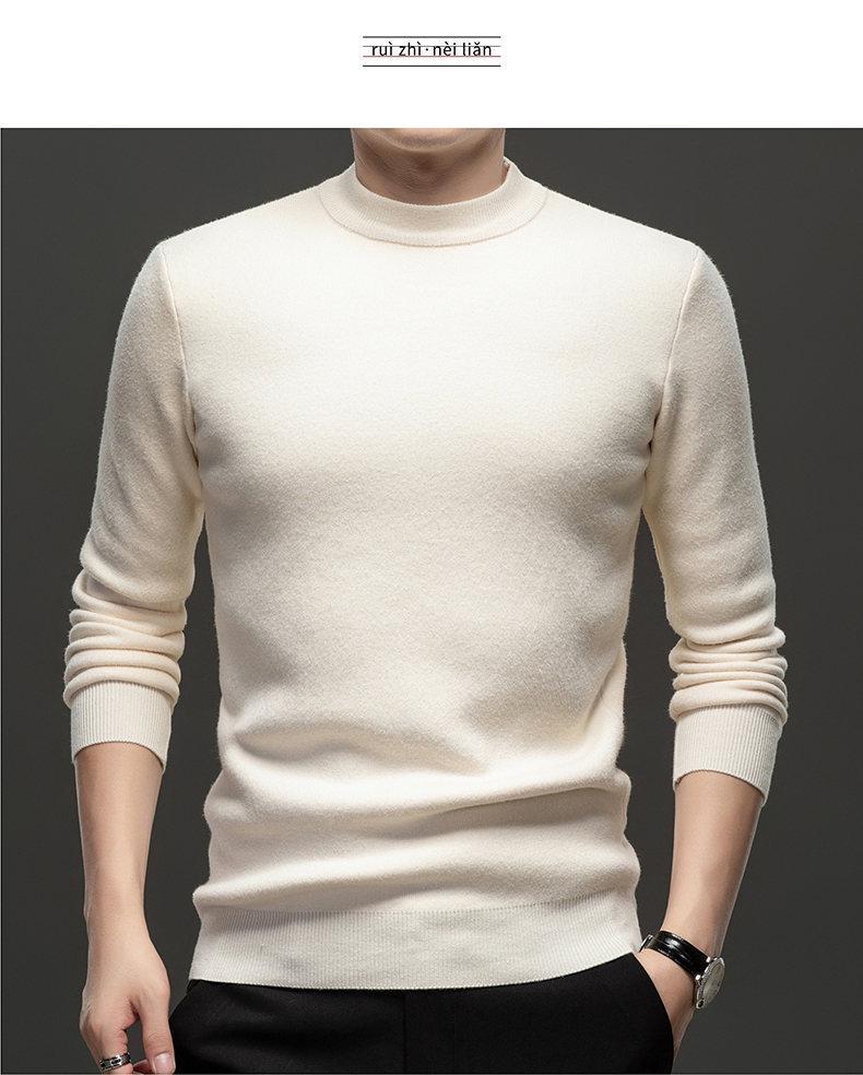 Men's 2025 Autumn/Winter Knitwear: Velvet-Lined, High Collar Sweater