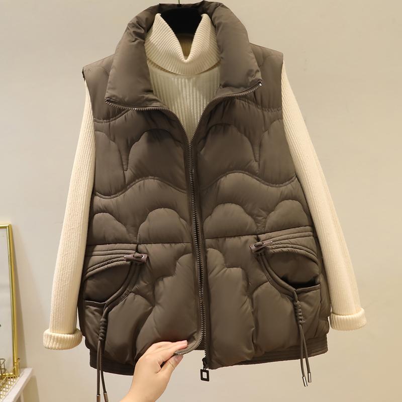 Fashion Winter Women's Warm Vest Outerwears Elegant Thick Sleeveless Parka Woman Short Coats