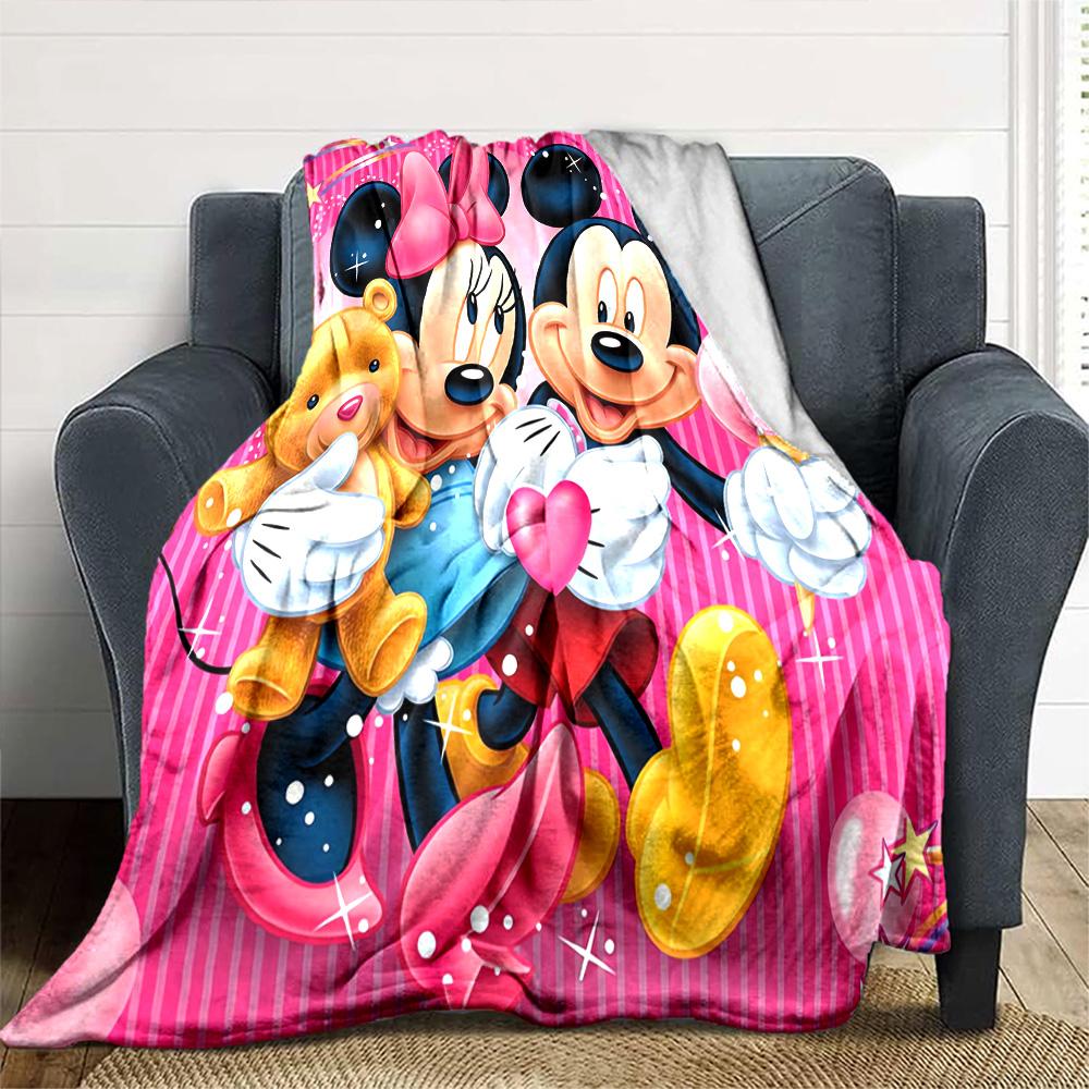 Mickey Minnie'S Sweet Day Flannel Blanket Super Soft Warm Cozy Blanket For Sofa Bed Office Travel Allseason Home Decor Gift
