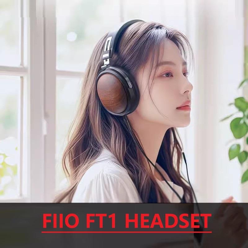 FiiO FT1 Closed-Back Over-Ear Nanowood Fiber Composite Diaphragm Wired Hi-Fi Headphones, American Black Wood Ear Cups for Studio