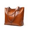 Zency Soft Cowhide Leather Fashion Women Shoulder Bag Retro Brown Tote Handbag Large Capacity Lady Shopping Bag Black Grey