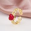6 Colors High Quality Heart Shape Crystal Open Resizable Ring Elegant For Party Wedding Zircon Accessories For Women Girl Gift
